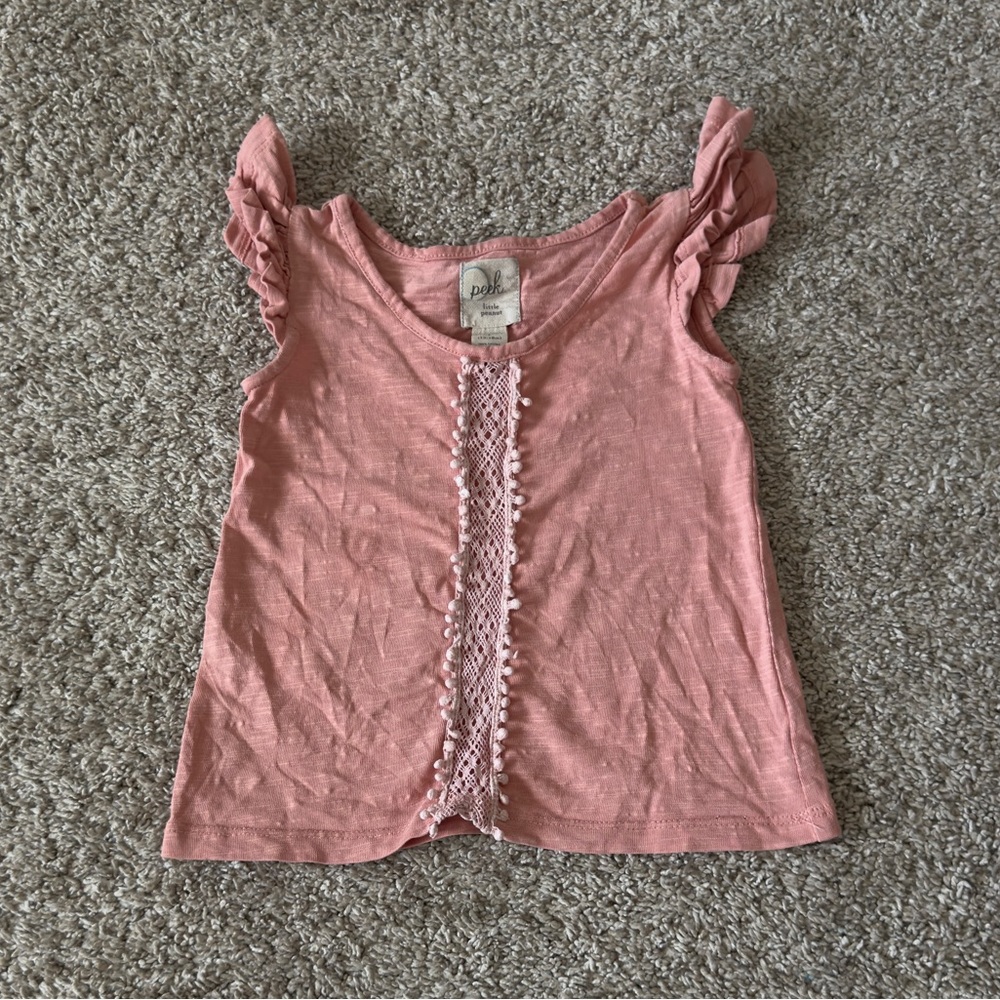 Peek Little Peanut Baby Girl pink top shirt size 12-18 months